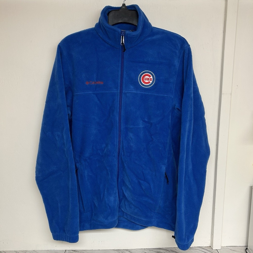 Columbia Chicago Cubs Mens Small Full Zip Fleece Jacket Blue Flanker MLB